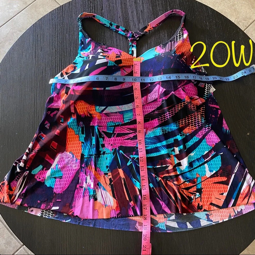 Plus Size Racerback Tankini Top MultiColor - Picture 11 of 14